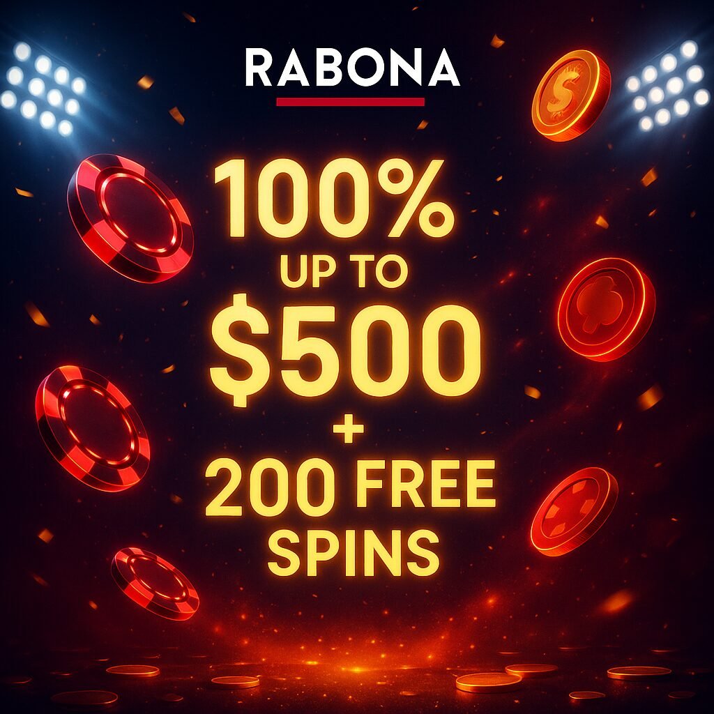 Rabona Casino Review Bonus Banner – 100% up to $500 + 200 Free Spins