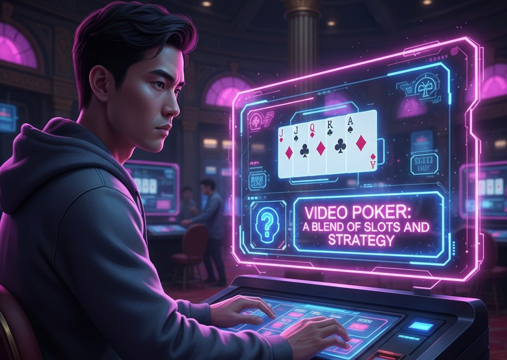 Man playing video poker