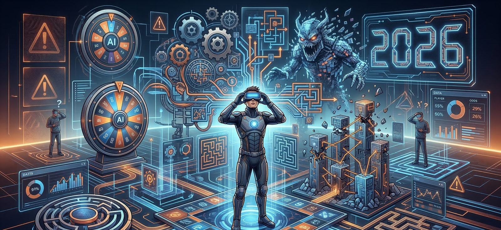 Futuristic Digital Cyborg Hero