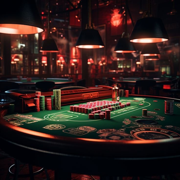 Green felt gambling table