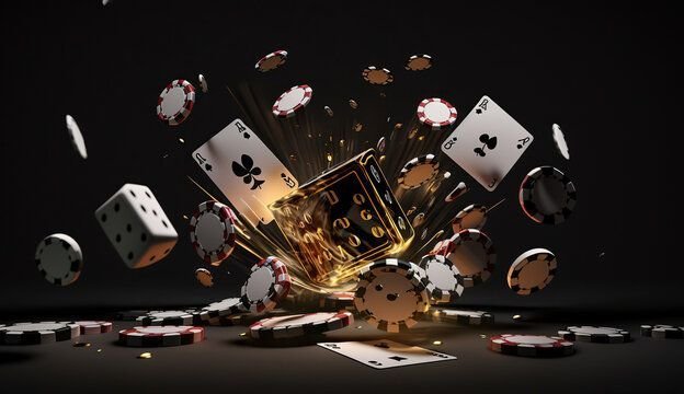 Exploding poker cards background