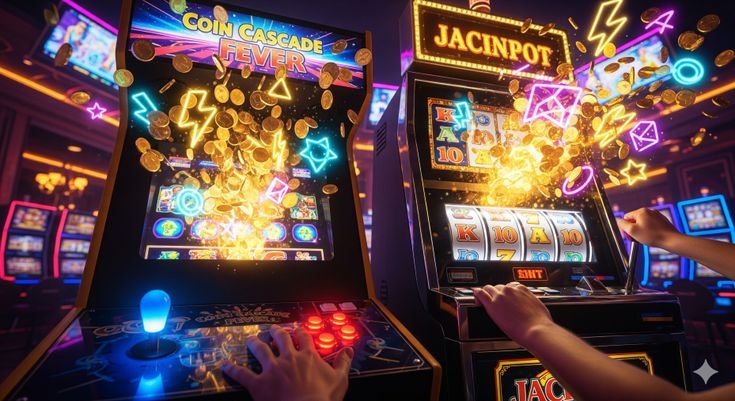 Brightly lit slot screen