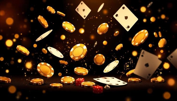 Falling poker chips background