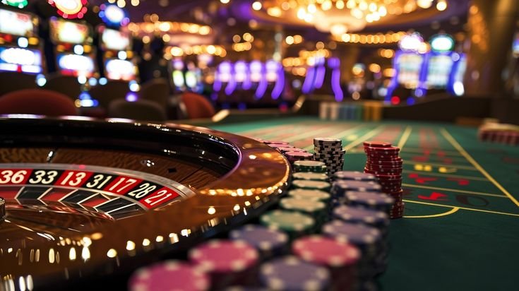 Casino chips on table