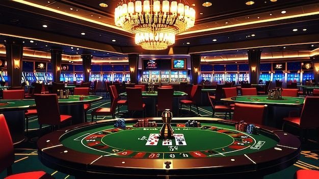 Green felt gambling table