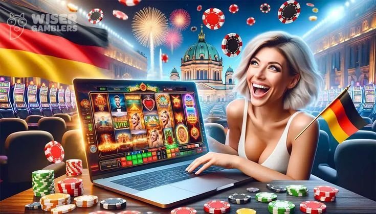 Woman winning on laptop