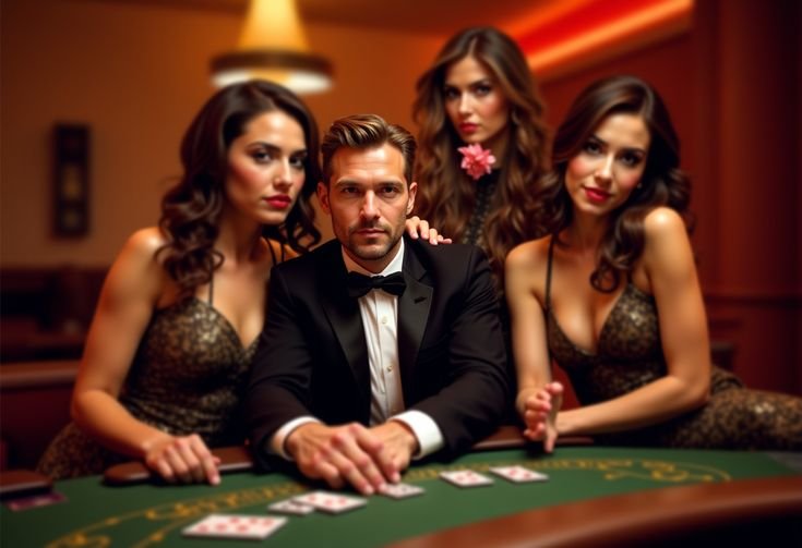 Friends betting at casino