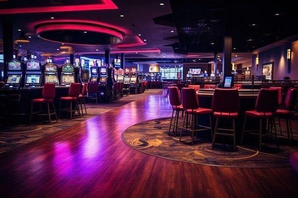 Purple neon casino floor